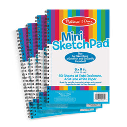 Melissa & Doug Mini-Sketch Pads, 4-Pack (Arts & Crafts, Fade-Resistant, Acid-Free White Paper, 50 Pages, 9" H x 6" W x 0.25" L, Great Gift for Girls and Boys - Best for 3, 4, 5 Year Olds and Up)