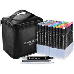 ioiomarker 80 Colors Marker Pen Set Alcohol-Based Dual Tip Permanent Markers with Classic Black Leather Gift Bag for for Draw/Sketch/Illustrate/Profession Design(Universal)