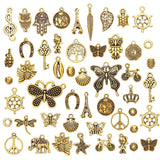 Ownsig 50 Pieces Antique Gold Assorted Charms Pendants DIY for Jewelry Making