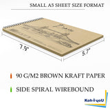 "Sketchbook for Magic Art Embodiments" (Kraft Serie | Side Spiral Bound | 7.9 x 5.7 Inch Sheet Size | 90 g/m2 Brown Kraft Paper | Tan Hard Cardboard Covers | 30 Sheets in 1 Pad | 4 Pads Set) AB5130