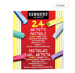 Sargent Art 22-4124 Colored Square Chalk Pastels, 24 Count (Twо Расk)