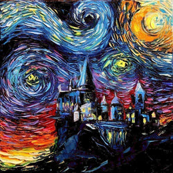 Castle Potter fantasy Art Print Starry Night van Gogh Never Saw Hogwarts by Aja choose size and type of paper