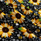 Timeless Treasures You Are My Sunshine Sunflower & Bee Chalkboard Fabric, Black, Fabric By The Yard