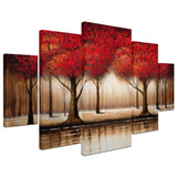 Parade of Red Trees by Rio (5 Panel Set)