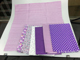 Quilting Fabric, Misscrafts 7pcs 50 x 50cm Cotton Blending Textile Craft Fabric Bundle Fat Quarter Patchwork Pre-Cut Quilt Squares for DIY Sewing Scrapbooking Dot Floral Pattern (Purple)