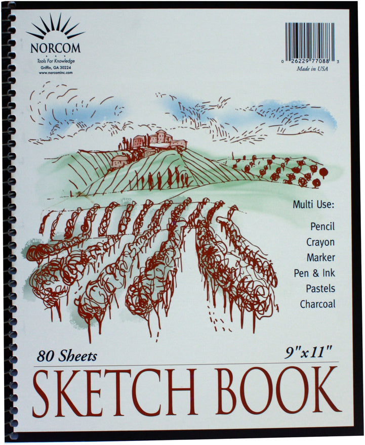 Norcom Wirebound Sketchbook, 11 x 9 Inches, 80 Sheets, White (77088-12)