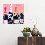 The Oliver Gal Artist Co. Drinks and Spirits Wall Art Canvas Prints 'Pass The Bottle!' Home Décor, 16" x 16", Black, Pink