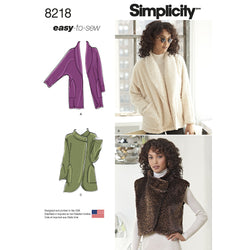 Simplicity 8218 Easy to Sew Women's Lined Coat and Vest Sewing Pattern, Sizes XS-XL