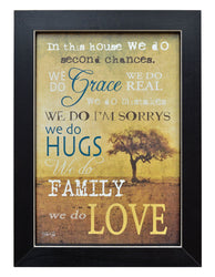 Framed Print - In This House, We Do Grace, Hugs, Love, Family - Primitive Country Rustic Inspirational Quote Wall Art Decor 14" x 10-1/4"
