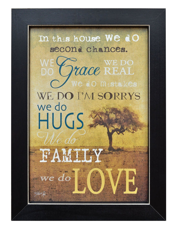 Framed Print - In This House, We Do Grace, Hugs, Love, Family - Primitive Country Rustic Inspirational Quote Wall Art Decor 14" x 10-1/4"