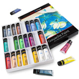 Gouache Paint Set - 24x18mL Non-toxic Professional Quality Paint Set for Student, Professional, Beginner or Hobby Painters - opaque vivid colors which dry to a matt, easy to cleanup, fast-drying, safe