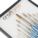Craftamo Fine Detail Paint Brush Set for Models, Miniatures, Lettering and Face Painting - 11 Small Fine Liner Brushes for Nail Art, Acrylic and Watercolor Artists - with Gift Box