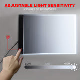 Picture/Perfect Best Light Box For Tracing - Ultra Thin Portable LED Light Pad with Advanced Filter to Prevent Eye Fatigue, Plus Tracing Paper and Clamp, A4 9x13 Inch Table with Hi-Mid-Low Brightness