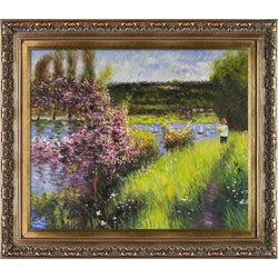 overstockArt Rn738-Fr-215320X24 Renoir The Seine at Chatou with Baroque Wood Frame, Antiqued Gold Finish
