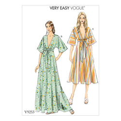 Vogue Patterns V9253ZZ0 Misses' Deep-V Kimono-Style Dresses with Self Tie Sewing Pattern, 16-18-20-22-24-26 Red