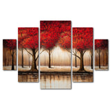 Parade of Red Trees by Rio (5 Panel Set)