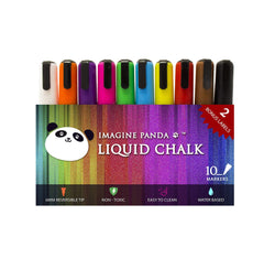 Imagine Panda Liquid Chalk Markers, Pack of 10 Artist Quality Color Markers. Bonus: 2 Free Large Labels. Proud Sponsor of Project Life Hacks Art Show