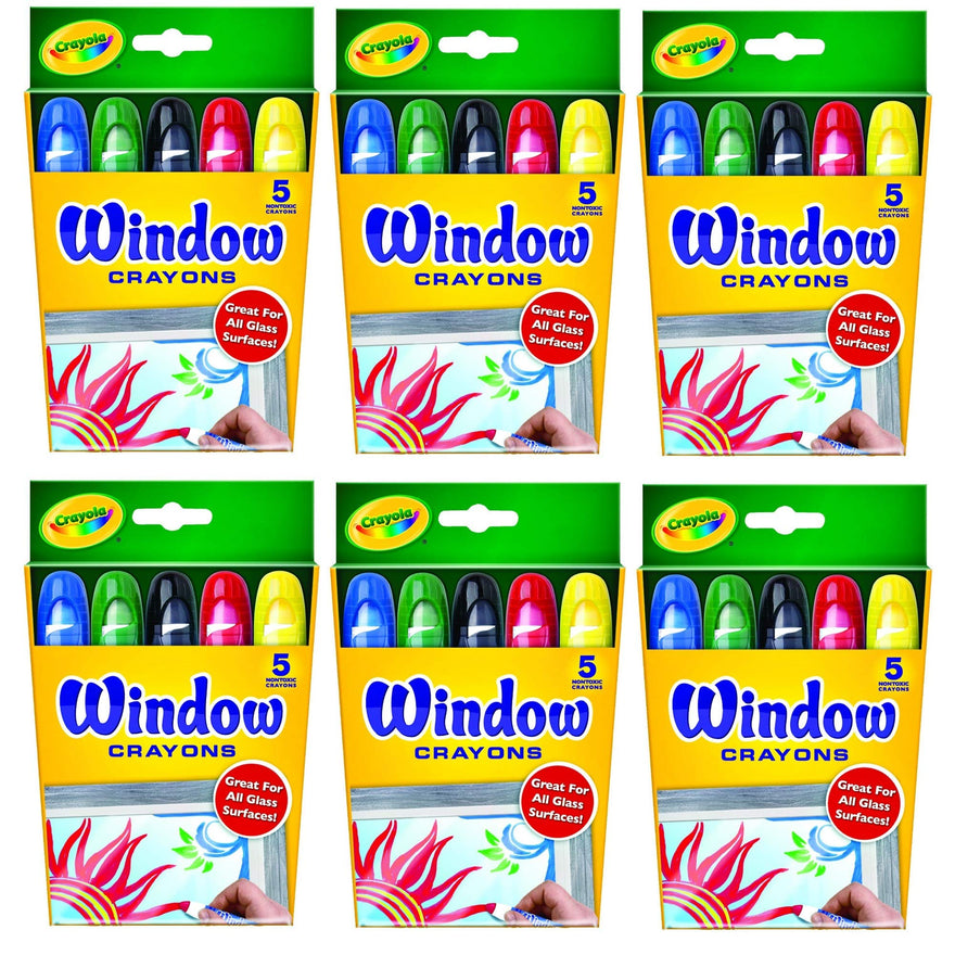 Crayola Washable Window Crayons - 5-Count, 6 Pack