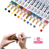 NolanMiguel,Acrylic Paint Pen Marker, Water Based, Works on almost all surfaces : rock, Wood, Glass, Metal, Ceramic, 12 Vibrant colors, Medium tip, Quick Dry, Water Resistant, Acid Free, Safe to use