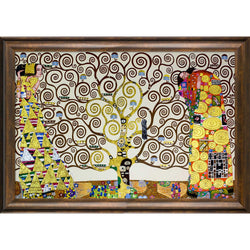 La Pastiche KLG2143-FR-20430424X36 The Tree of Life, Stoclet Frieze, 1909 (Luxury Line) with Modena Vintage Framed Hand Painted Oil Reproduction, 41" x 29", Multi