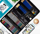 Drawing Watercolor Pencils Art Supplies - 53 Coloring and Sketching Art Set - Each Art Supply Includes Bonus Sketch Book and Digital Library Drawing Tutorials - Pencil Pouch, Graphite Charcoal, Eraser