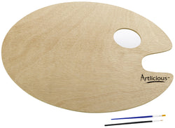 Artlicious - Over-Sized Oval Shaped Wooden Palette 11.75 inch x 15.75 inch - Use with Acrylic, Watercolor, Oil Paints & Brushes