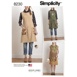 Simplicity 8230 Women's Reversible Apron Dress Sewing Pattern, 2 Styles, Sizes XS-XL