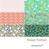 COTTONVILL Precut Fat Quarter Bundle 6pcs Flower Festival Cotton Quilting Fabric