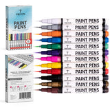 Paint Pens for Rock Painting - Ceramic, Wood, Metal and Glass. Set of 12 Vibrant Fine Tip Paint Markers, Fast Drying, Water Resistant
