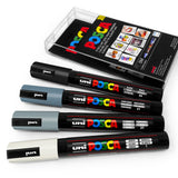 POSCA Colour Tones - PC-5M Art Marker - Set of 4 - In Plastic Wallet - Grey Tones