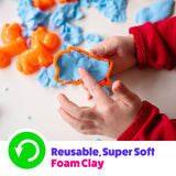 USA Toyz Moosh Fluffy Modeling Clay - Soft Foam Non Drying Clay w/ 10 Animal Molds (Blue/Yellow)