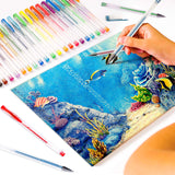Lineon 100 Pack Gel Pens Set, 50 Colors Gel Pens with 50 Refills Gel Pen Set for Adult Coloring Books Drawing Doodling Art Markers