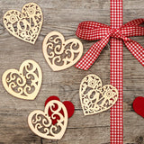 Blulu 60 Pieces Valentine's Day Wooden Ornaments Heart Round Wood Slices Wood Angel Shape Slices with 60 Pieces Cords for New Year Christmas Valentine's Day Ornaments (Love Design)