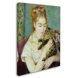 Woman with a Cat 1875 Artwork by Pierre Renoir, 18 by 24-Inch Canvas Wall Art