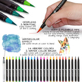 Art Mastery Watercolor Brush Pens for Drawing Calligraphy Painting Coloring - 24 Pack Multi Color Pens and 1 Blending Water Brush for Adults and Kids Beginner to Professional Artists 100% Non Toxic and Washable