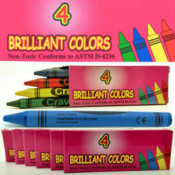 Impex 4 Pack Brilliant Colors Crayons (Blue, Green, Red, & Yellow) Bulk Lot Wholesale Set of 20 Packs