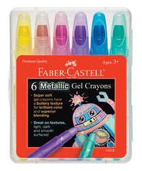Faber-Castell Metallic Gel Crayons - 6 Twistable Crayons in Storage Case