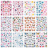 JMEOWIO 12 Sheets Butterfly Nail Art Stickers Decals Self-Adhesive Pegatinas Uñas Spring Summer Nail Supplies Nail Art Design Decoration Accessories