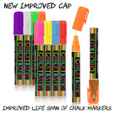 Chalk Markers by Fantastic ChalkTastic - Chalk Pens Best for Kids Art Chalkboard Labels Menu Board Bistro Boards, Window Markers, Erasable Chisel or Fine Tip Neon Colors plus White (12 Color Pack)