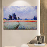 Monet Wall Art Collection The The Wheat Field, 1881 by Claude Monet Canvas Prints Wrapped Gallery Wall Art | Stretched and Framed Ready to Hang 24X32,