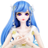 EVA BJD 22 inch 1/3 White Angel Fairy Girl + Feather Wing Ball Joint Doll BJD SD Dolls Gift Toy Handmade Makeup Full Set