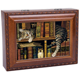 Cat Sleeping in Library Wooden Music Box That's What Friends are for MB249