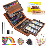 KINSPORY 174 PCS Portable Inspiration & Creativity Coloring Art Set Deluxe Painting & Drawing Supplies with Wood Box