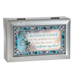 Cottage Garden Granddaughter Jeweled Silver Finish Jewelry Music Box - Plays Tune You are My Sunshine