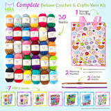 Mira Handcrafts 30 Acrylic Yarn Balls | Total of 1312 Yards Crochet and Knitting Multicolor Yarn | Complete DK Yarn Craft Kit Including 2 Hooks, 2 Weaving Needles,7 Ebooks with Patterns, Storage Bag