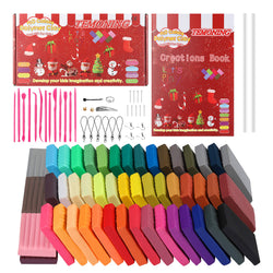 ASYSY Polymer Clay 50 Colors, Oven-Bake Clay with Acrylic Roller, 32 Model Creation Book, Hard Plastic Tools and Accessories Set, Big Boxes, Wonderful Gift