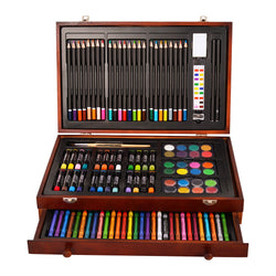Milo 142 pc Complete Coloring Art Supply Wood Box Set Kit with Colored Pencils, Crayons, Oil Pastels, Watercolor Paint, Brushes, Sketch Pencils for Arts and Crafts Supplies, Coloring Books