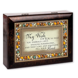 Cottage Garden My Wish for You to Embrace Life Amber Earth Tone Jewelry Music Box Plays Edelweiss