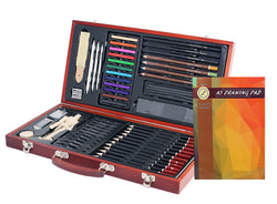 Professional Art Kit Drawing and Sketching Set 58-Piece in Wooden Box Colored Pencils, Art Kit for Kids, Teens and Adults/Gift by ZagGit