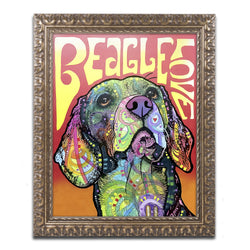 Beagle Love by Dean Russo, Gold Ornate Frame 11x14-Inch